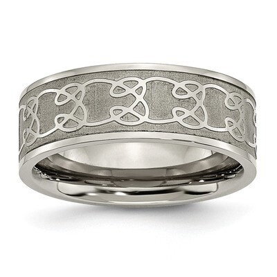 8mm Satin and Polished Scroll Design Band Titanium TB258-10