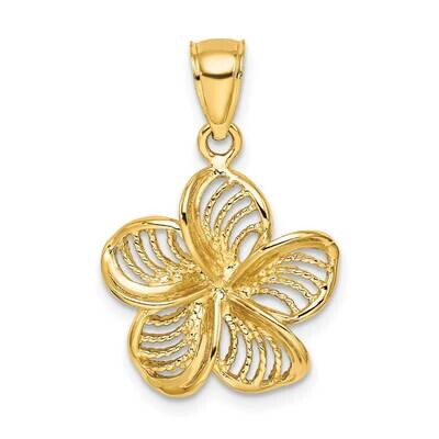 Beaded Polished Plumeria Flower Charm 14k Gold C4823, MPN: C4823, 196904085615