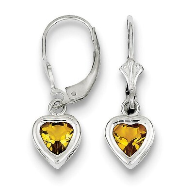 6mm Heart Citrine Leverback Earrings Sterling Silver QE2047CI, MPN: QE2047CI, 883957225746