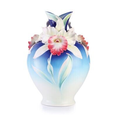 Franz Porcelain Global Fame Cattleya Orchid Vase FZ03117, MPN: FZ03117,