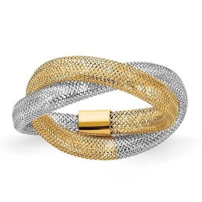 Gold Woven Mesh Stretch Ring 14k Two-Tone Gold SF2822, MPN: SF2822, 196904028001