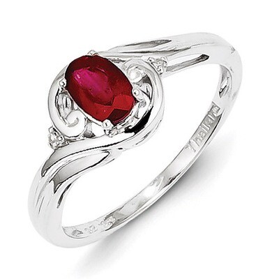 Ruby Ring Sterling Silver Rhodium-plated Diamond QR4504R, MPN: QR4504R, 883957491622