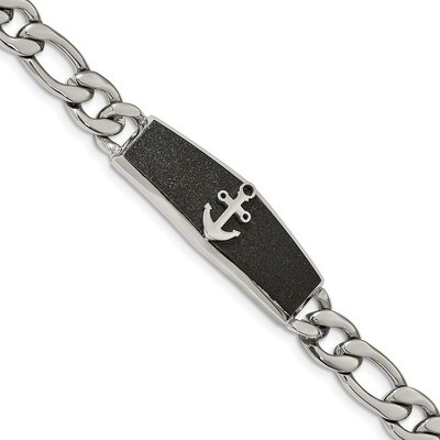 Black IP-plated Laser cut Anchor 8.5 Inch Bracelet Stainless Steel Polished SRB1925-8.5 by Chisel, …