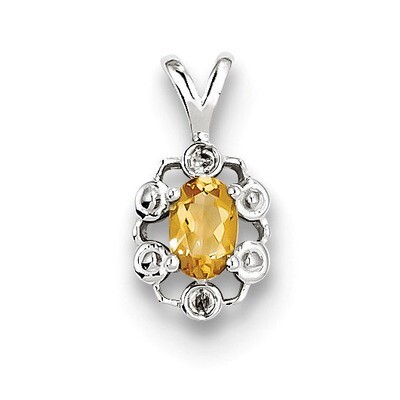 Citrine &amp; Diamond November Pendant Sterling Silver QBPD22NOV, MPN: QBPD22NOV, 883957396774
