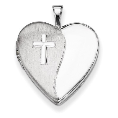 Cross Satin/Polished Heart Locket Sterling Silver 20mm QLS321, MPN: QLS321, 883957143347
