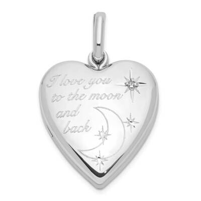 20mm Diamond Love To Moon Swing Locket Sterling Silver Rhodium-plated QLS1102, MPN: QLS1102,