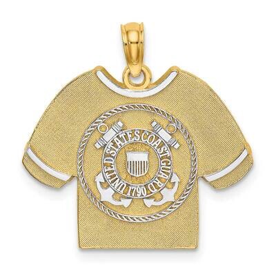 Us Coast Guard T-Shirt with Emblem Charm 14k Gold Rhodium K9048, MPN: K9048, 637218022366