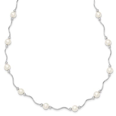 6-7mm White Fresh Water Cultured Pearl Necklace Sterling Silver QH4731-18, MPN: QH4731-18, 88395754…
