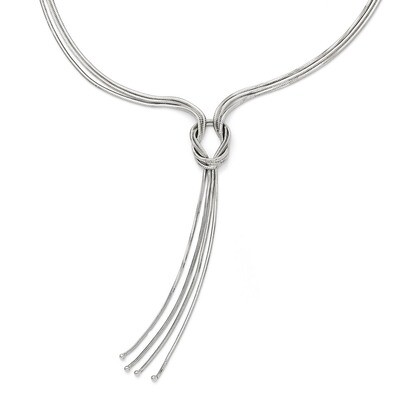 Leslie&#39;s Polished Fancy Knot Necklace with 2 Inch Extension - Sterling Silver HB-QLF419-16, MPN: QL…