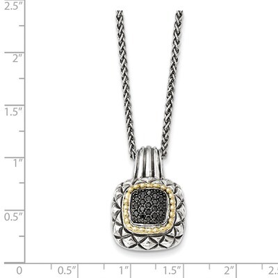 1/5ct. Black Diamond Necklace Sterling Silver &amp; 14k Gold QTC1097, MPN: QTC1097, 191101388606
