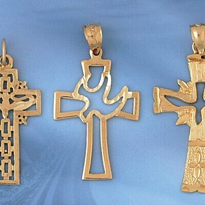 Dazzlers Jewelry Cross Pendant Necklace Charm Bracelet in Yellow, White or Rose Gold 7919, MPN: DZ-…