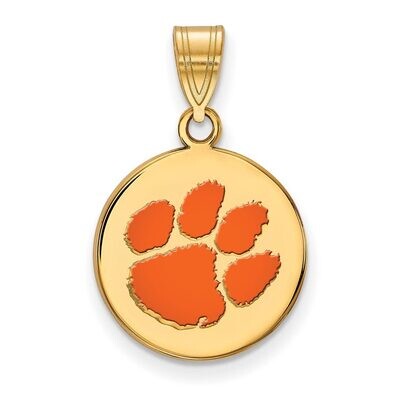 Clemson University Medium Enamel Disc Pendant Gold-plated Silver GP040CU, MPN: GP040CU, 886774940649