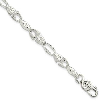 Cross with Fleur De Lis Clasp Bracelet Sterling Silver Polished QG5820-7.75, MPN: QG5820-7.75, 1969…