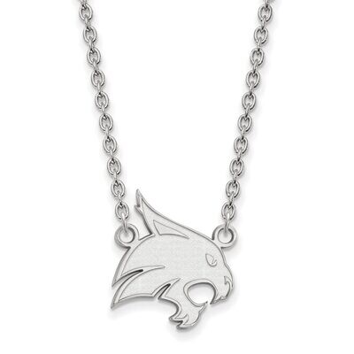 Texas State University Large Pendant with Chain Necklace 14k White Gold 4W012TST-18, MPN: 4W012TST-…