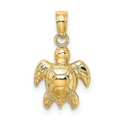 Textured Mini Sea Turtle Charm 14k Gold 2-D K7446, MPN: K7446, 637218011346
