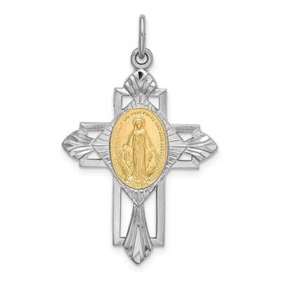 Gold Tone Miraculous Medal Cross Pendant Sterling Silver Rhodium-plated QC9414, MPN: QC9414, 883957…