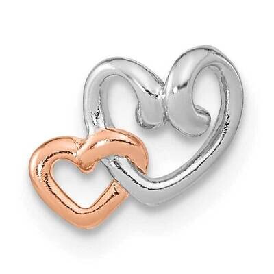Rose Gold-Plated Double Heart Chain Slide Sterling Silver Rhodium-Plated QP5513, MPN: QP5513,