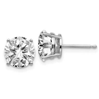 4ct. 8.0mm Round J-K Color Moissanite Earrings 14k White Gold WG326-15MB, MPN: WG326-15MB,