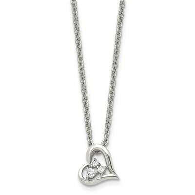Heart CZ Stone Pendant 18 Inch Necklace Stainless Steel SRN1014-18 by Chisel, MPN: SRN1014-18, 1911…