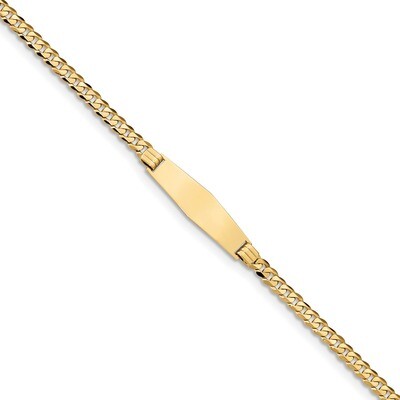 Curb Link Soft Diamond Shape ID Bracecet 14k Gold LID61C-7, MPN: LID61C-7, 883957835822