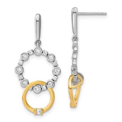 Si1/Si2, G H I, Fancy Circle Drop Post Earrings 14k Two-tone Gold Lab Grown Diamond EM7922-040-WYLG…