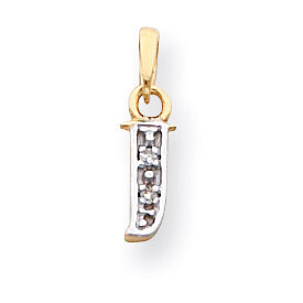 Polished .01ct Diamond Initial J Charm 14K Gold &amp; Rhodium YC250J, MPN: YC250J, 883957323473