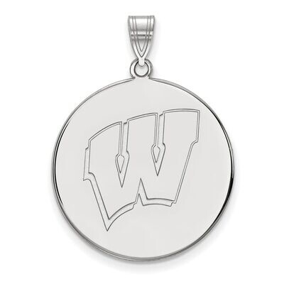 University of Wisconsin x-Large Disc Pendant 10k White Gold 1W085UWI, MPN: 1W085UWI, 886774793849