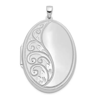38mm Scroll Oval Locket Sterling Silver Rhodium-plated QLS965, MPN: QLS965, 886774089171