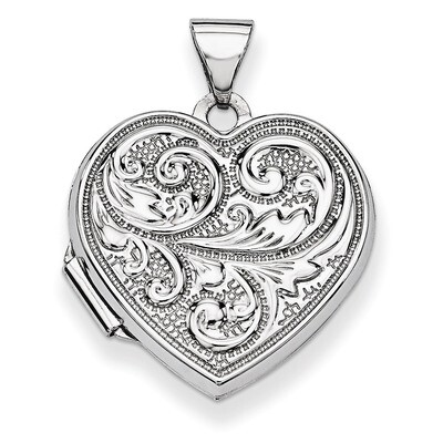 Scrolled Love you always Heart Locket 14k White Gold XL327, MPN: XL327, 886774128269
