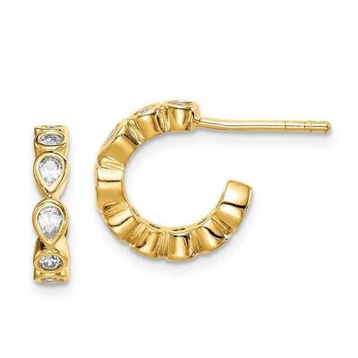 Hoop Earrings Sterling Silver Gold-tone CZ Diamond QE14654, MPN: QE14654, 886774012339