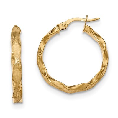 Scalloped Edge Hoop Earrings 14k Gold Satin and Polished TF905, MPN: TF905, 886774731803