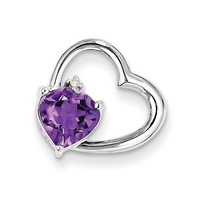 Amethyst Heart Pendant Sterling Silver Rhodium-plated Diamond QP3181AM, MPN: QP3181AM, 883957359519