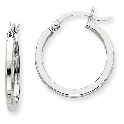 2mm Square Tube Hoops 14k White Gold T1083, MPN: T1083, 883957286259