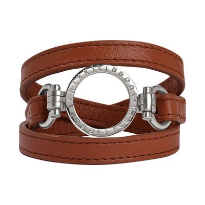 Nikki Lissoni Brown Leather Wrap Bracelet with A Small Silver-Plated Pendant Size Extra Small BBR01…