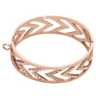 Nikki Lissoni Large Geometric Chevron Bangle of 2cm with One Loop To Attach A Charm Rose Gold-plate…