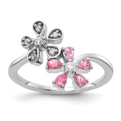 Pink Tourmaline Flower Ring 14k White Gold Diamond RM4379-010-WA, MPN: RM4379-010-WA, 883957565866