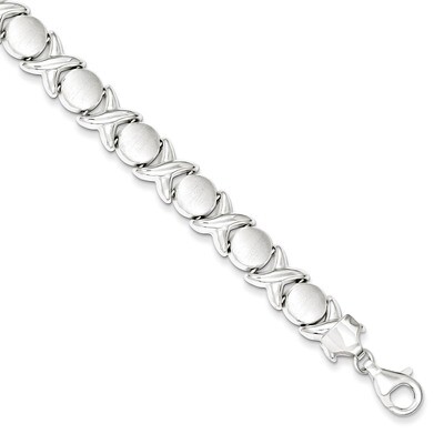 8 Inch Satin X O Bracelet Sterling Silver Polished QG3306-8, MPN: QG3306-8, 191101192951