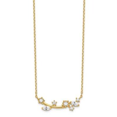 Flower with Crystal &amp; with 2 inch Extender Necklace 14k Gold CZ Diamond SF2785-18, MPN: SF2785-18, …