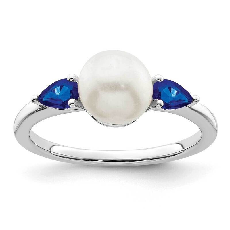 Cultured Freshwater Pearl and Sapphire Ring 14k White Gold RM8094-SA-W