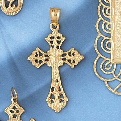 Dazzlers Jewelry Cross Pendant Necklace Charm Bracelet in Yellow, White or Rose Gold 7854, MPN: DZ-…