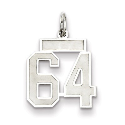 Charm Number 64 Satin Sterling Silver Small QPS64, MPN: QPS64, 191101282928
