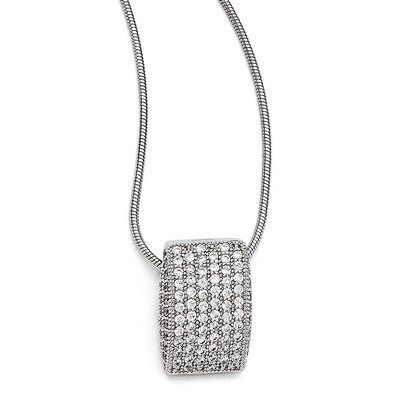 Fancy Necklace Sterling Silver &amp; Cubic Zirconia Polished QMP114-18, MPN: QMP114-18, 191101277474