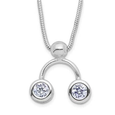 Double Light Purple CZ Diamond Necklace 18.5 Inch Sterling Silver QH666-18, MPN: QH666-18, 88395776…