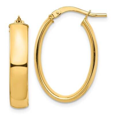 5mm Oval Hoop Earrings 14k Gold High Polished TF1407, MPN: TF1407, 191101987205