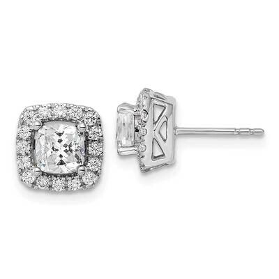 White Sapphire Halo Post Earrings 14k White Gold Lab Grown Diamond EM9037-WS-038-WLG, MPN: EM9037-W…