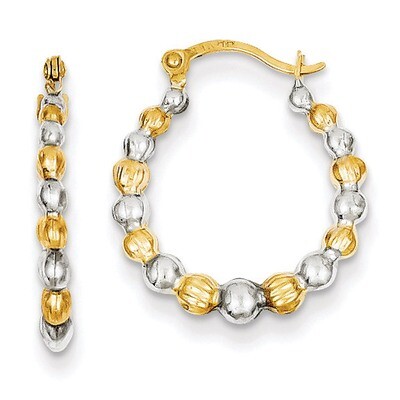 Beaded Hoop Earrings 14K Gold &amp; Rhodium TL758, MPN: TL758, 886774960814