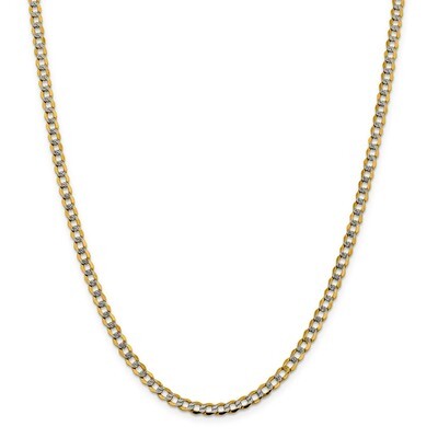 16 Inch 4.3mm Semi-solid Pave Curb Chain 14k Gold &amp; Rhodium PWF100-16, MPN: PWF100-16, 883957176840