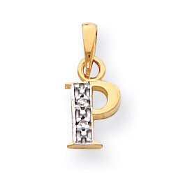 Polished .01ct Diamond Initial P Charm 14K Gold &amp; Rhodium YC250P, MPN: YC250P, 883957323534