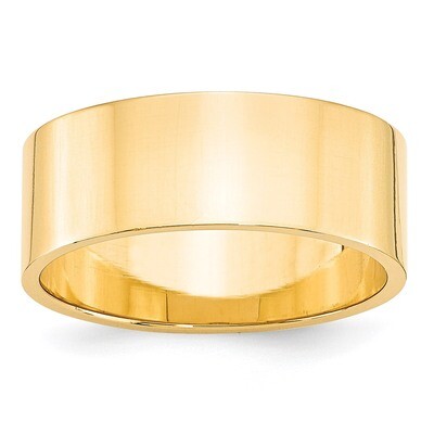 8mm Lightweight Flat Band 14k Yellow Gold FLL080 Engravable, MPN: FLL080, 886774308937