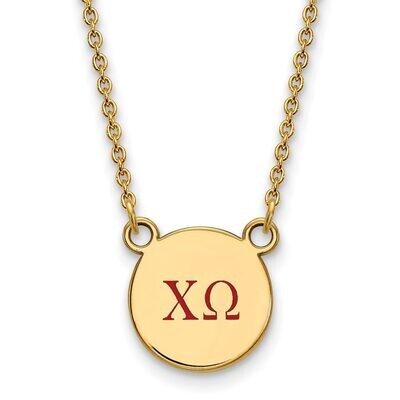 Chi Omega Extra Small Enameled Pendant with 18 Inch Chain Gold-plated Silver GP027CHO-18, MPN: GP02…